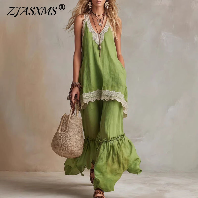 Lace Trim Cami - Kadınlar İçin Dantel Detaylı 2 Parçalı
