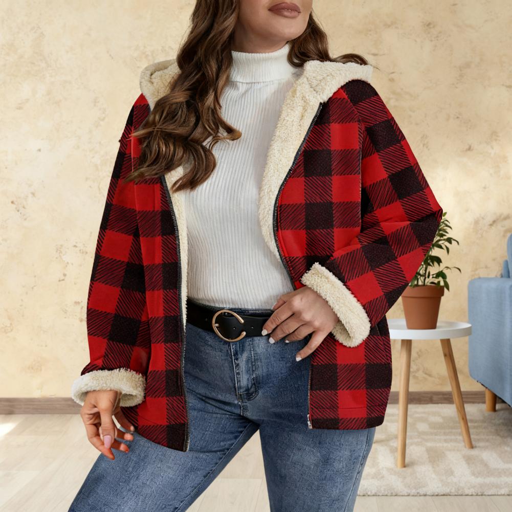 Sherpa Coat Women - Kadın Sherpa Ekose Shacket Uzun Kollu