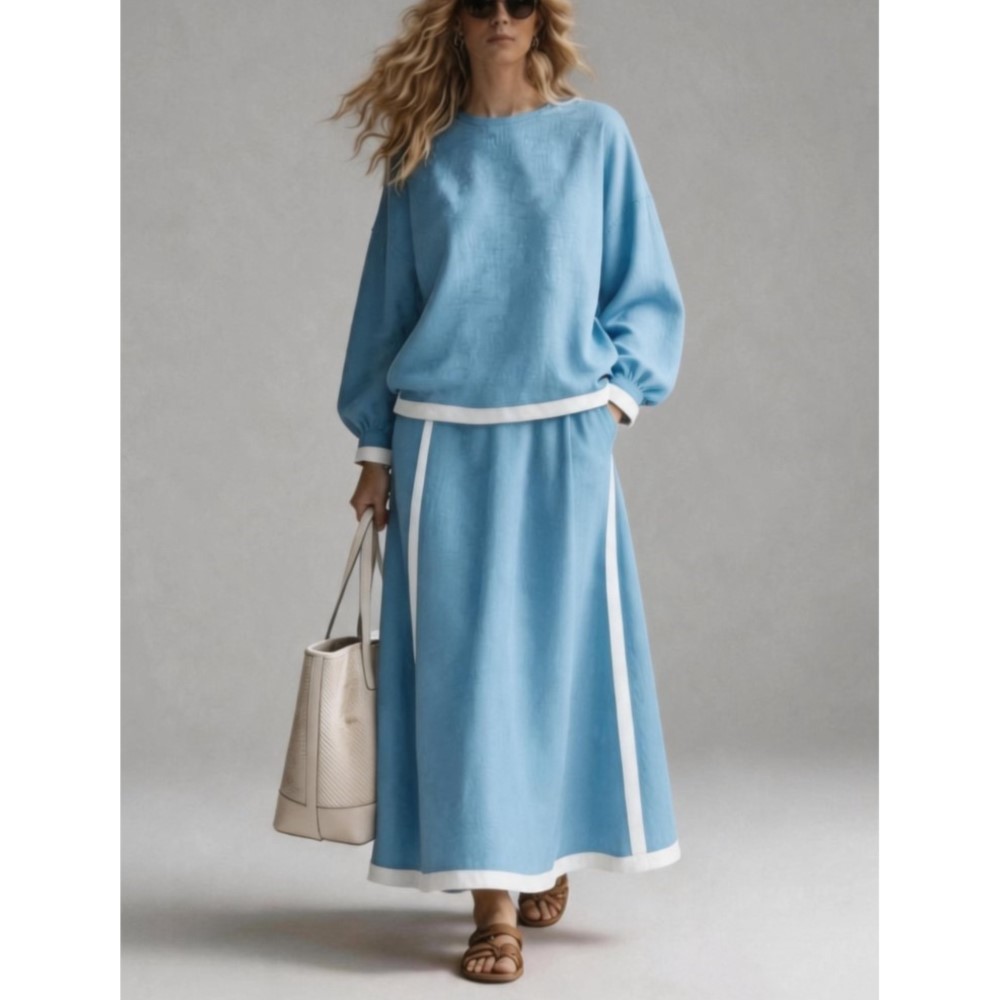 Women'S Fashion Sweatshirts - Kadın Sonbahar Yeni Patchwork O Yaka