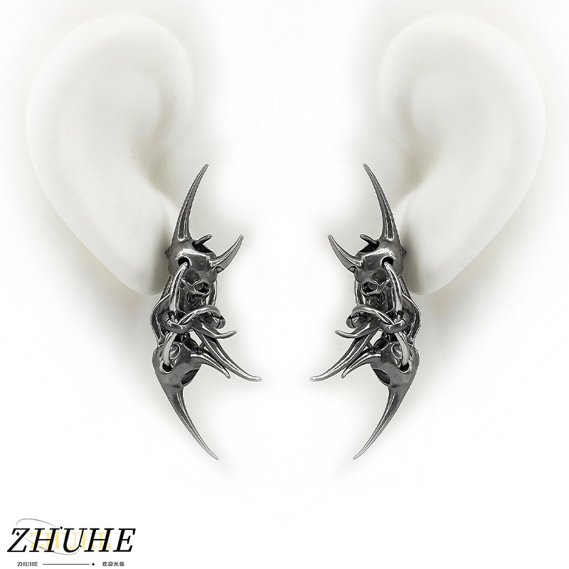Women'S Fashion Edgy - Edgy Demon Horn Kafatası Küpeler, Kadınlar