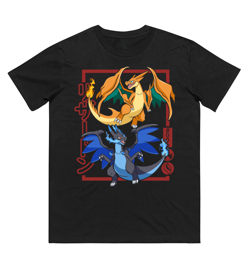 Women Fashion Evolution - Pokémon Charizard Evolution Baskılı Tişört Erkek