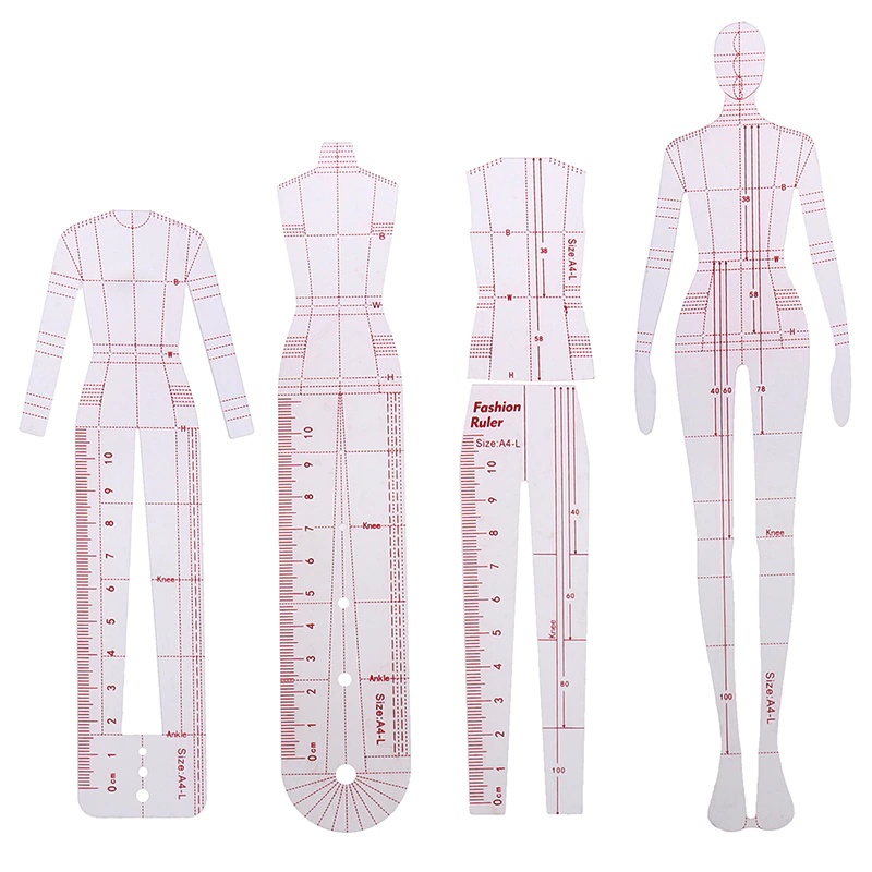 Women Fashion Figure Template - 1 Set Kadın Moda Çizim Cetveli