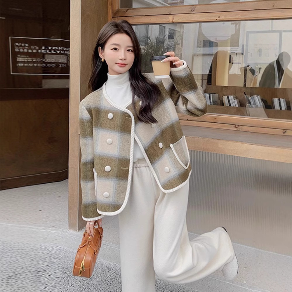 Sherpa Coat Women - Tweed Ceket Mavi Kadın Kışlık Polar