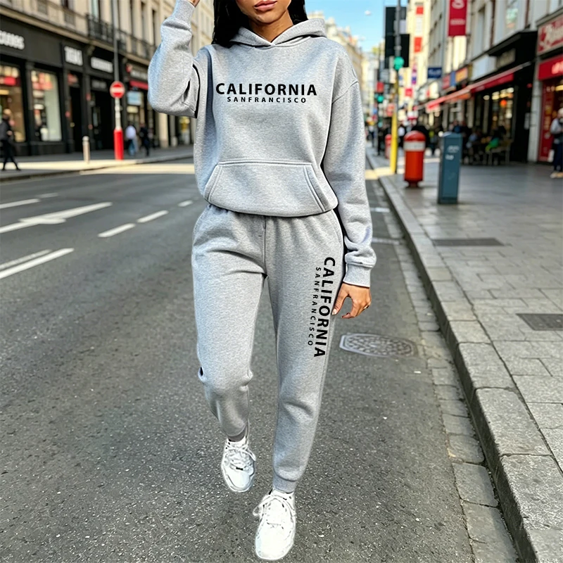 Women'S Fashion Suit - Kentsel Günlük Moda Kapüşonlu Eşofman Takımı