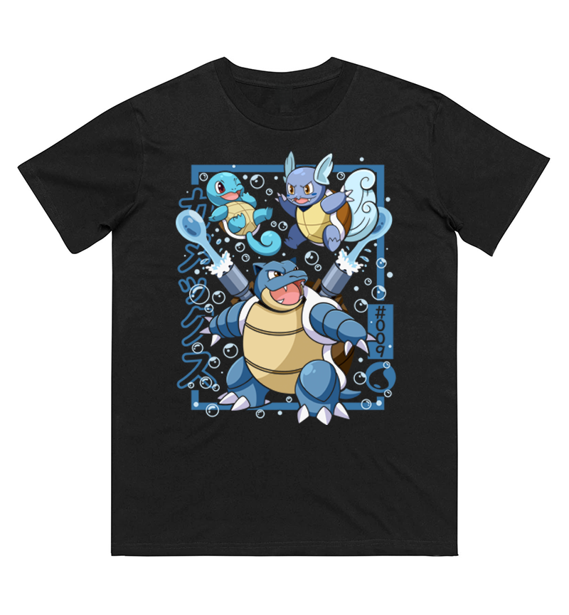 Women Fashion Evolution - Pokémon Squirtle Evolution Baskılı Saf Pamuklu