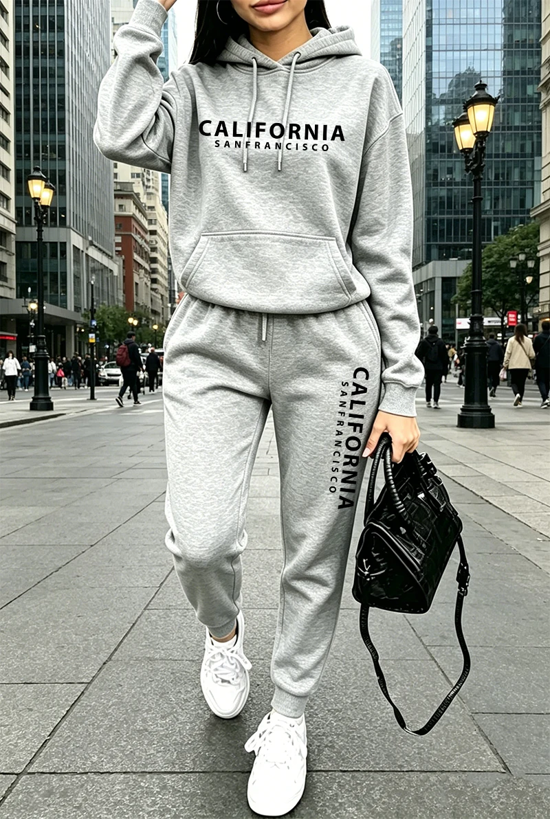 Women'S Fashion Sweatshirts - Kaliteli Kadın Eşofman Takımı Baskılı Günlük