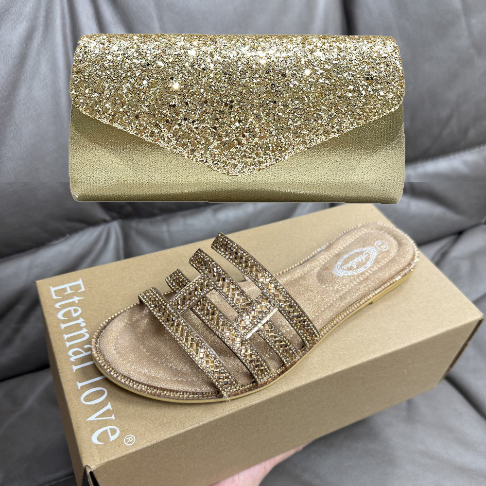 Women Fashion Handbags - Yaz Yeni Bronz Taklidi Terlik Artı