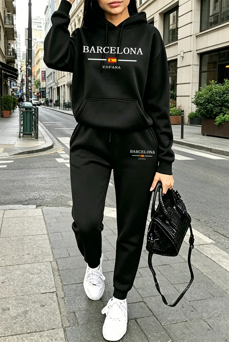 Women'S Fashion Sweatshirts - Moda Kadın Eşofman Takımı Baskılı Günlük