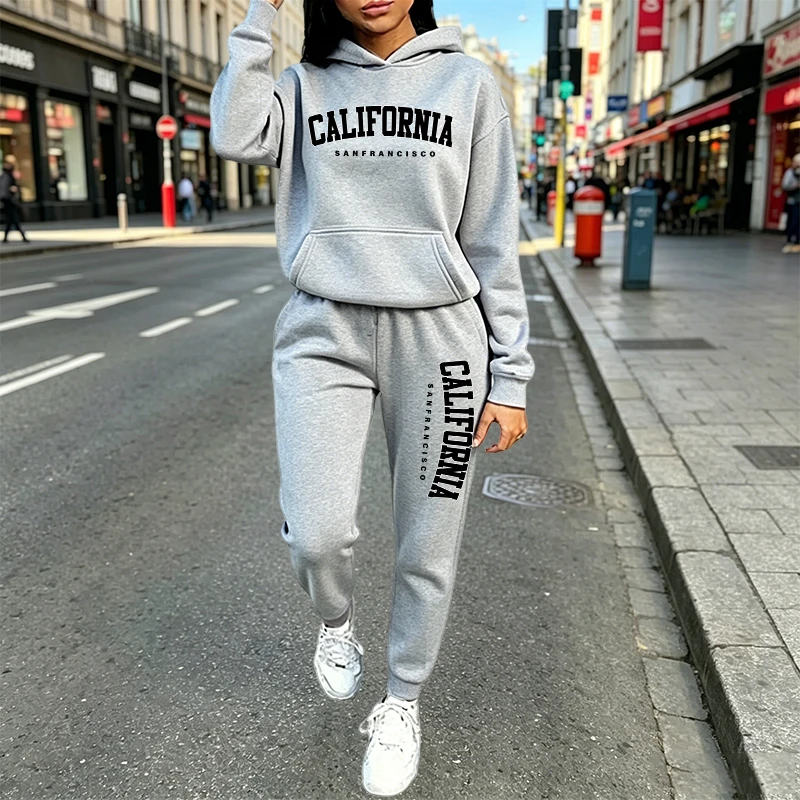 Women'S Fashion Suit - Kentsel Günlük Moda Kapüşonlu Eşofman Takımı