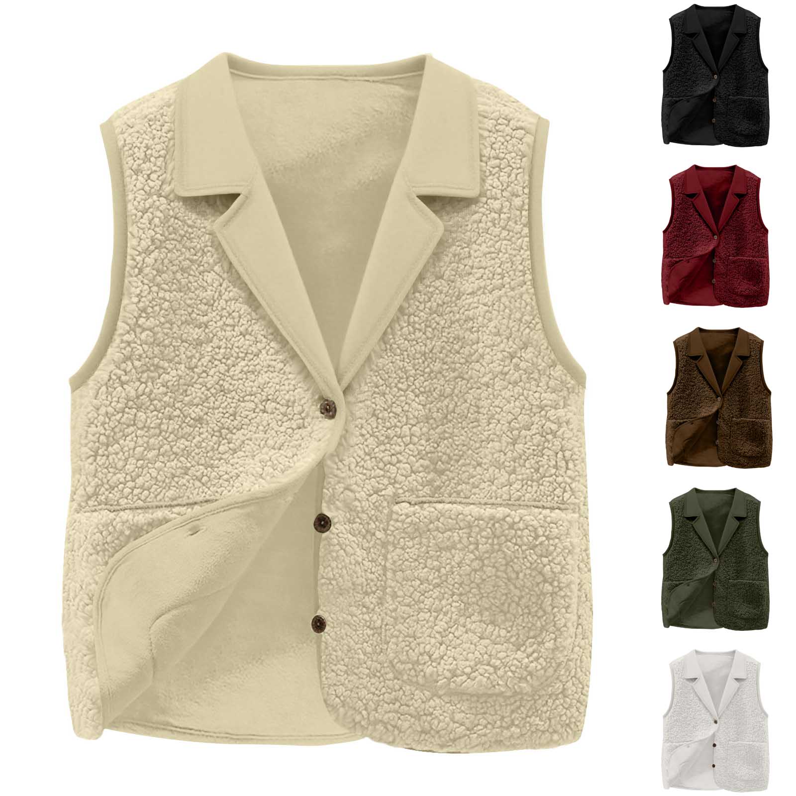 Sherpa Coat Women - Kadın Sherpa Polar Yelek, Yaka Detaylı,