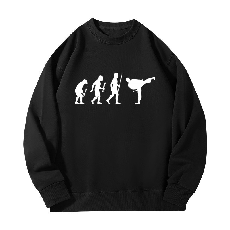 Women Fashion Evolution - Evolution Karate Baskılı Kazak Erkekler Ve