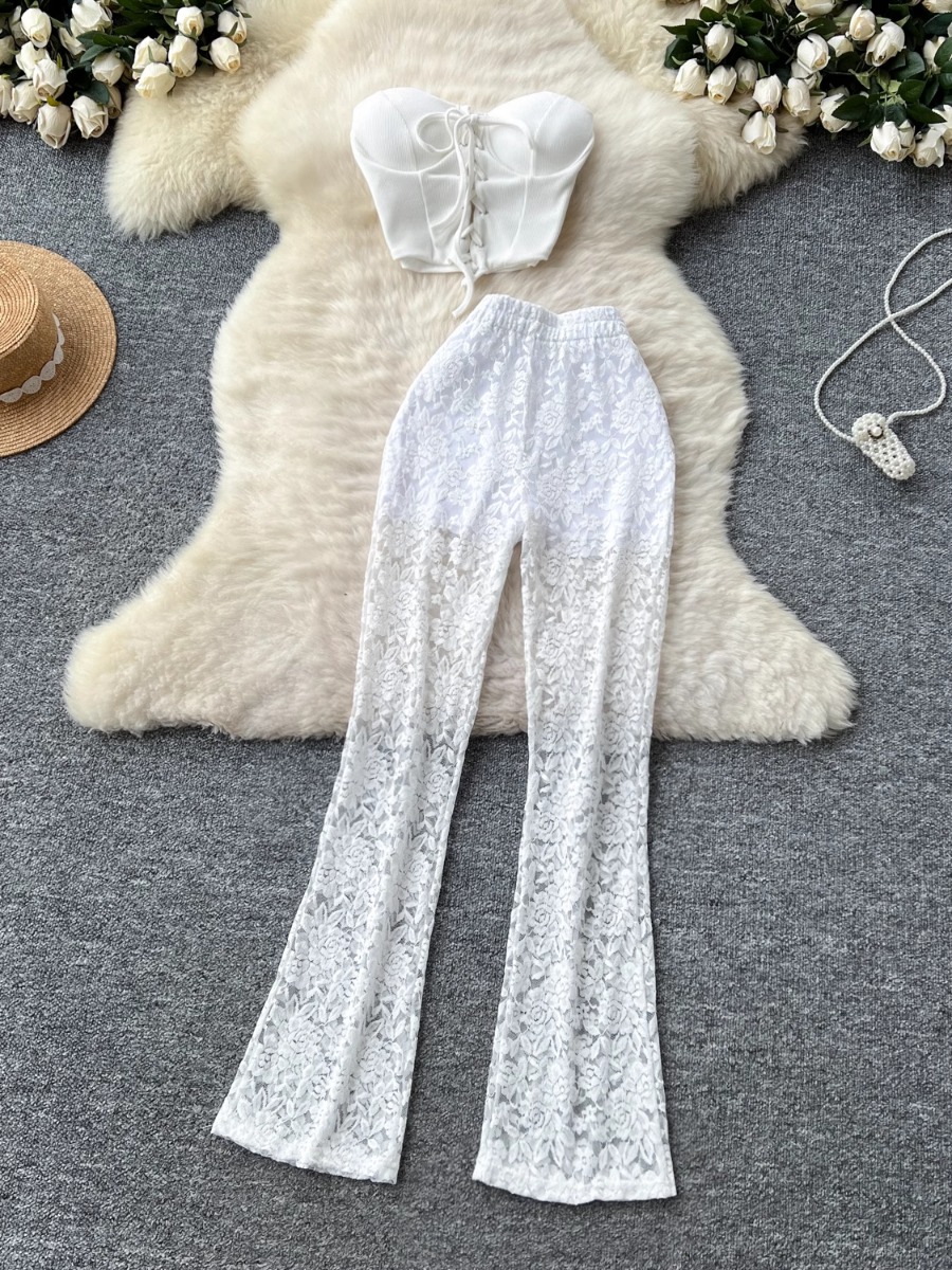 Lace Trim Cami - Foamlina Amerikan Ins Kadın Seksi Sapanlar