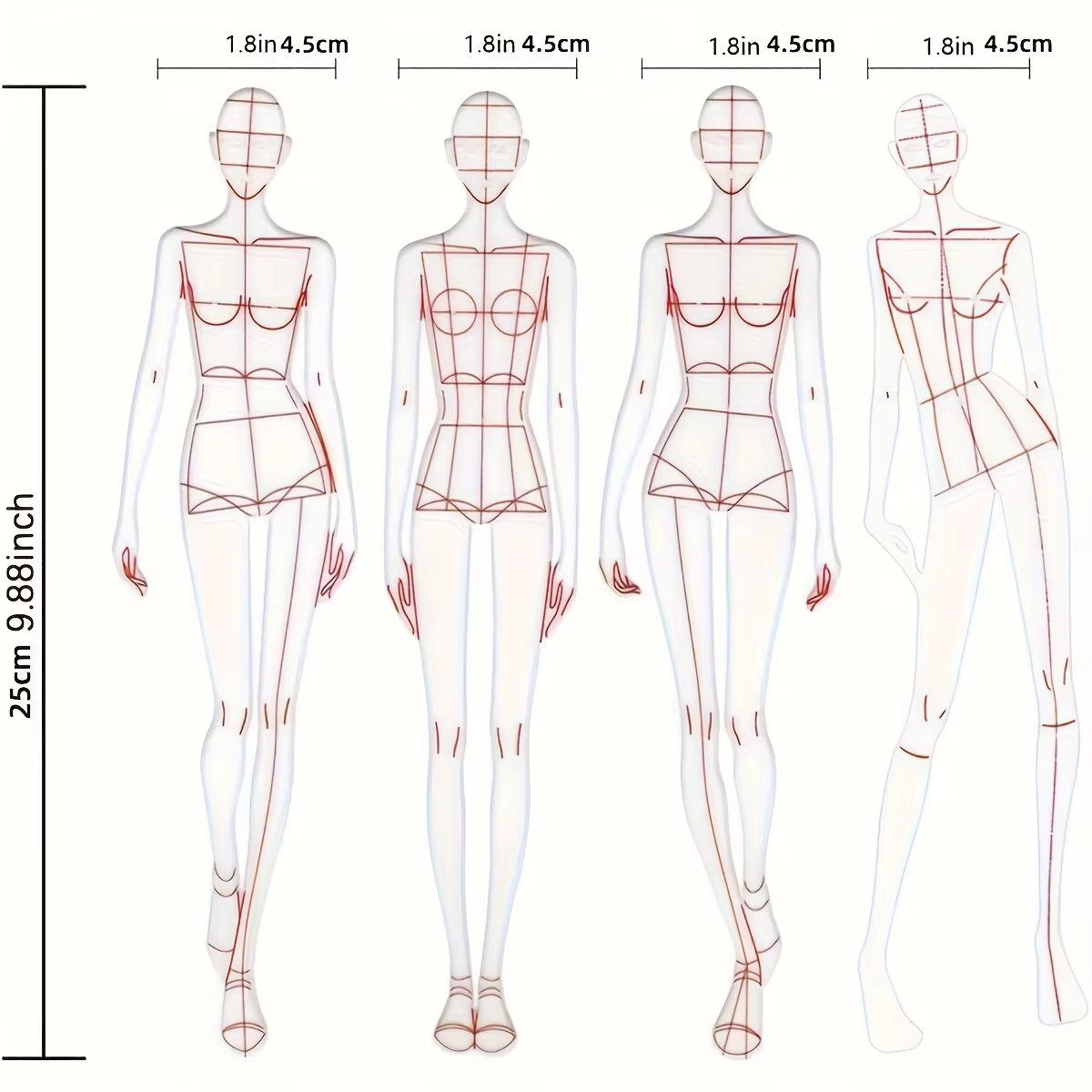 1 Set Kadın Moda Çizim Cetveli - Women Fashion Figure Template incelemesi ve fiyatı