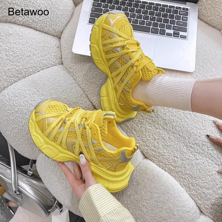 Kadın Modası Fileli Platform K - Women'S Yellow Fashion Sneakers incelemesi ve fiyatı